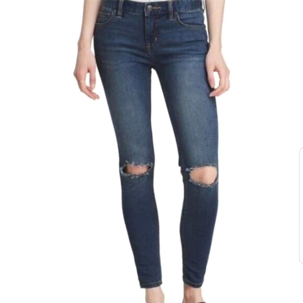 FREE PEOPLE Jeans Josie Distressed Blue Denim Jeans 27 NWT